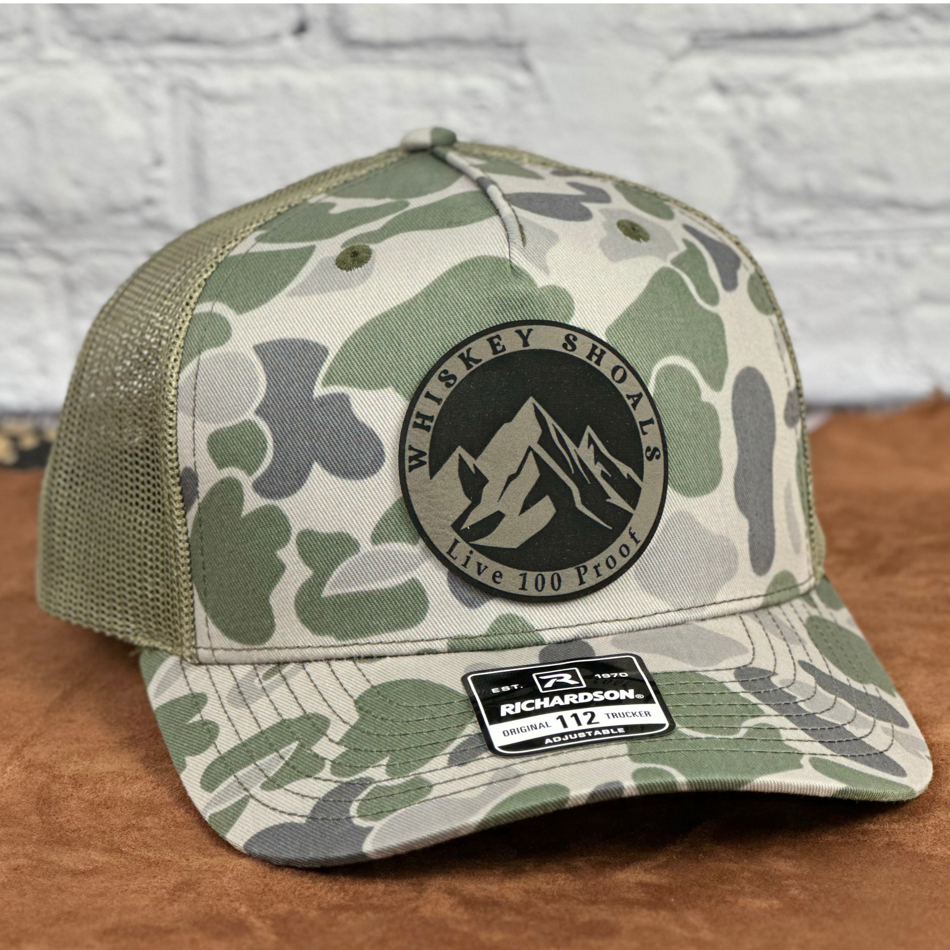 Marsh Duck Camo - Richardson 112 Trucker Hat – Laser Engraved Patch Hat - Whiskey Shoals