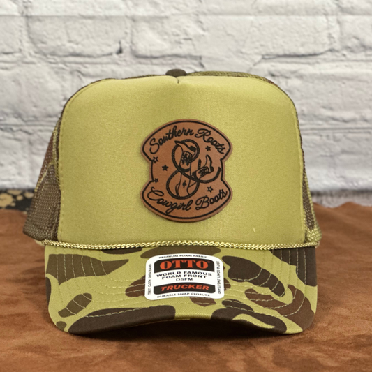 Otto Camo Foam Trucker Cap – Laser Engraved Patch Hat - Southern Roots - Whiskey Shoals