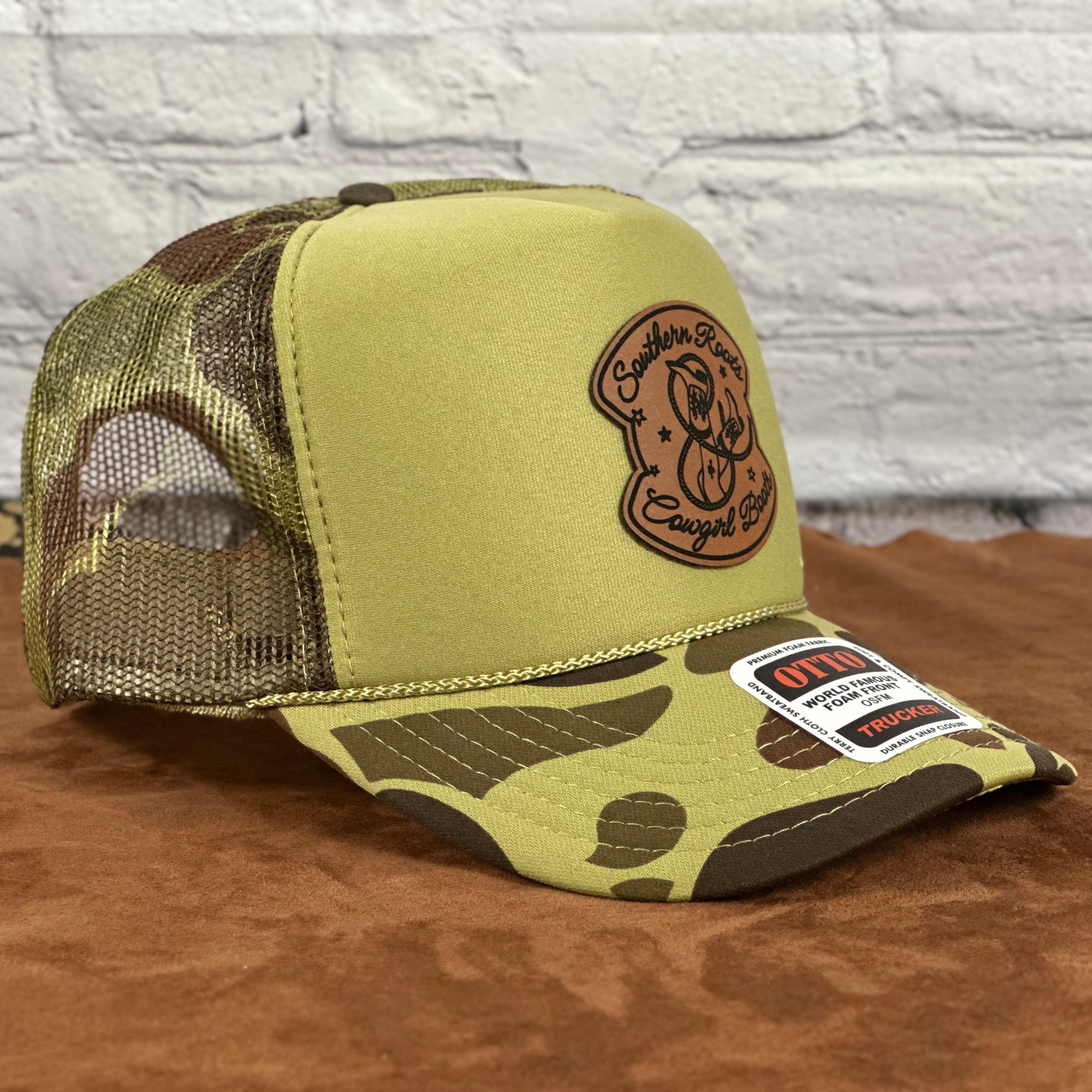 Otto Camo Foam Trucker Cap – Laser Engraved Patch Hat - Southern Roots - Whiskey Shoals