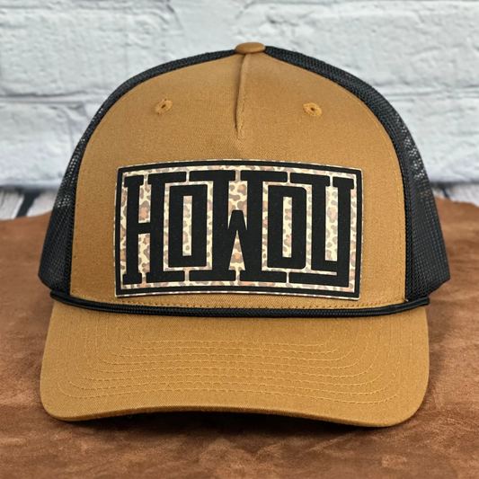 Howdy - Richardson 112 Trucker Hat With Black Rope – Engraved Leatherette Patch Hat