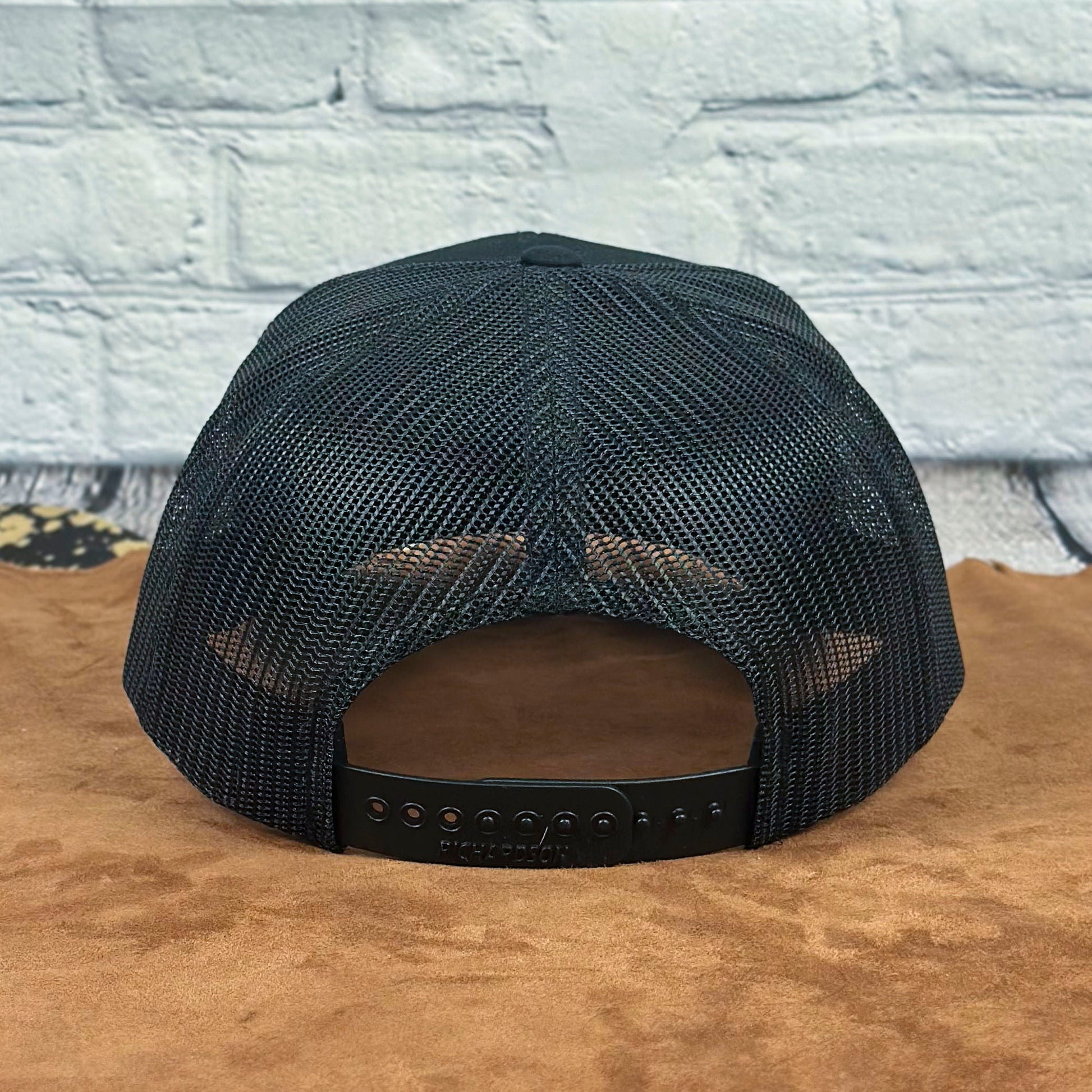 American Retriever Richardson 112 Snapback Trucker Hat, Engraved Leatherette Patch Duck Hunting Hat - Whiskey Shoals