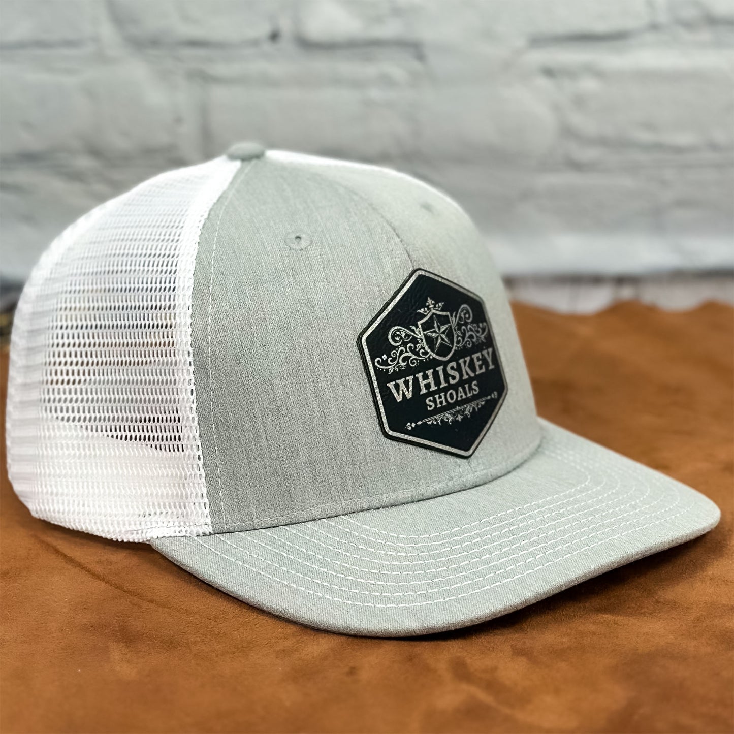 Richardson 112 Trucker Hat – Engraved Leatherette Patch Hat - Whiskey Shoals