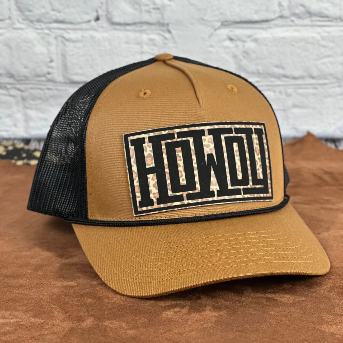 Howdy - Richardson 112 Trucker Hat With Black Rope – Engraved Leatherette Patch Hat